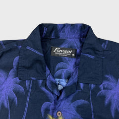 Vintage Y2K Favant Hawaiian Shirt Mens XL Blue Surfboard Tropical Vacation AOP