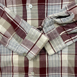 Vintage 70s Golden Key Plaid Flannel Mens XL Beige Workwear Distressed Button Up