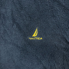 Nautica Jacket Mens XL Yellow NS83 Sailboat Logo Reversible Fleece Full Zip Coat