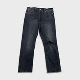 Levi's Wedgie Straight Jeans Womens 31x26 Black Distressed High Rise Wash Denim Pants