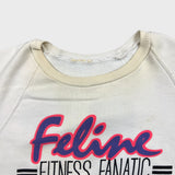 Vintage 1989 Feline Fitness Fanatic Sweatshirt Womens Medium White Cat Gym Funny Crewneck