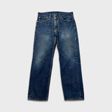 Levi's 505 Jeans Mens 34x30 Blue Regular Fit Straight Leg Dark Wash Faded Denim Pants