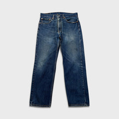 Levi's 505 Jeans Mens 34x30 Blue Regular Fit Straight Leg Dark Wash Faded Denim Pants
