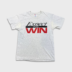 Vintage 90s Expect to Win T Shirt Mens Medium Gray Single Stitched Tee