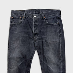 Levi's 501 Jeans Mens 36x32 Black Original Straight Leg Dark Wash Button Fly Denim Pants