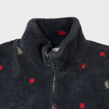 Vintage 90s Moose Fleece Mens Small Black Full Zip AOP Animal Outdoor Jacket