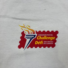 Vintage 90s Canadian Postal Challenge T Shirt Mens Large White Faded Graphic Tee
