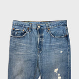 Levi's 501 Jeans Womens 30x32 Blue Original Fit Straight Distressed Medium Wash Denim Pants