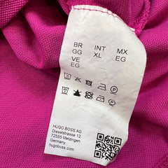 HUGO BOSS Polo Shirt Mens Large Pink Regular Fit Casual Preppy Short Sleeve