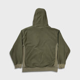 Vintage Y2K Gap Fleece Mens Medium Green Spell Out Distressed Hooded Pullover Jacket