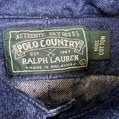 Vintage 90s Polo Country Ralph Lauren Denim Shirt Mens Large Blue Button Up