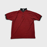 Vintage 90s Fruit of The Loom Polo Shirt Mens Large Red Striped Preppy Short Sleeve