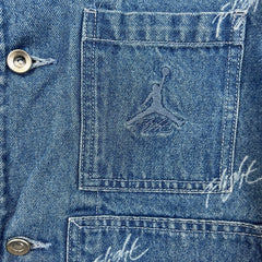 Nike Jordan Flight Heritage Denim Jacket Mens Large Blue AOP Monogram Trucker
