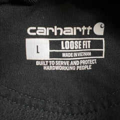 Carhartt Hoodie Mens Large Black Loose Fit Faded Workwear Hooded Sweatshirt
