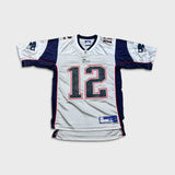 Vintage Y2K Reebok Tom Brady #12 New England Patriots Jersey Mens Medium Gray NFL