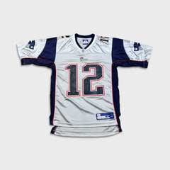 Vintage Y2K Reebok Tom Brady #12 New England Patriots Jersey Mens Medium Gray NFL