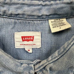 Levi's Denim Shirt Mens Medium Blue Patchwork Western Jean Pearl Snap