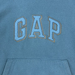 Vintage Y2K Gap Fleece Mens XS Blue Spell Out Outdoor Hooded Pullover Jacket