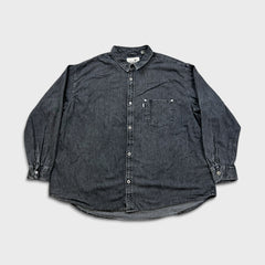 Levi’s Silvertab Denim Shirt Mens XL Black Oversized Acid Wash Button Up Western
