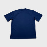 Vintage Y2K Adidas T Shirt Mens Large Blue Essentials 3 Stripes Spell Out Short Sleeve Athletic Tee