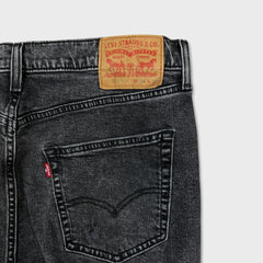 Levi's 512 Jeans Men 34x30 Black Slim Taper Leg Dark Wash Distressed Stretch Denim Pants
