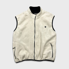 Vintage Y2K Champion Vest Mens Large Beige C Logo Outdoor Full Zip Fleece Jacket
