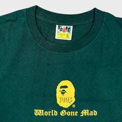 A Bathing Ape BAPE Mens XL Green World Gone Mad Harajuku Tokyo T Shirt