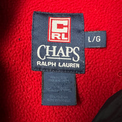 Vintage 90s Chaps Ralph Lauren Fleece Mens Large Red Hooded Pullover Jacket