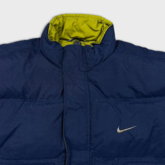 Vintage 90s Nike Sportswear Jacket Mens Large Blue Swoosh Full Zip Puffer Coat