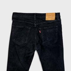 Levi's 512 Jeans Men 34x30 Black Slim Taper Leg Dark Wash Mid Rise Stretch Denim Pants