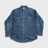 Levi's Denim Shirt Mens Large Blue Medium Wash Casual Western Jeans Button Up