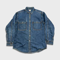 Levi's Denim Shirt Mens Large Blue Medium Wash Casual Western Jeans Button Up