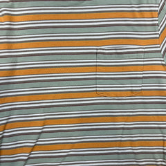 Beams Plus Pocket T Shirt Mens Small Orange Striped Short Sleeve Tee