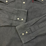 Levi's Barstow Western Denim Shirt Mens Large Gray Stone Wash Stretch Pearl Snap