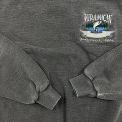 Vintage 90s Miramichi Fishing Sweatshirt Mens Medium Gray Stone Washed Pullover
