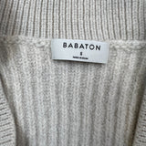 Babaton Aritzia Sweater Womens Small Gray Merino Wool Deep V Neck Knit Pullover