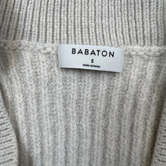 Babaton Aritzia Sweater Womens Small Gray Merino Wool Deep V Neck Knit Pullover