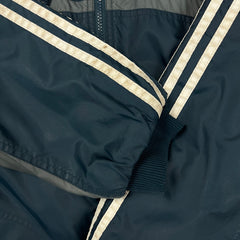 Vintage 90s Adidas Jacket Mens Medium Blue Stripe Reversible Fleece Full Zip Coat