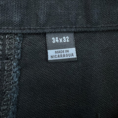 Carhartt B11 Pants Mens 34x32 Black Loose Straight Washed Duck Dungaree Workwear