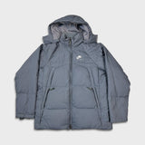 Vintage Y2K Nike Air Jacket Mens Large Gray Sportswear Spell Out Swoosh Full Zip Puffer Coat