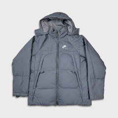 Vintage Y2K Nike Air Jacket Mens Large Gray Sportswear Spell Out Swoosh Full Zip Puffer Coat