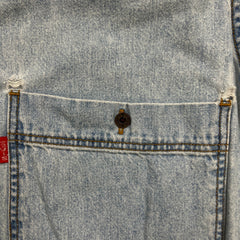 Vintage 90s Levi's Denim Shirt Mens Medium Blue Faded Light Wash Button Up