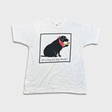 Vintage 90s Its A Dog Eat Dog World T Shirt Mens Large White Hot Dog Funny Tee
