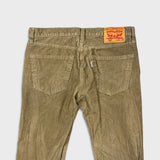 Levi's 502 Pants Mens 32x26 Beige Corduroy Tapered Stretch Regular Fit Mid Rise
