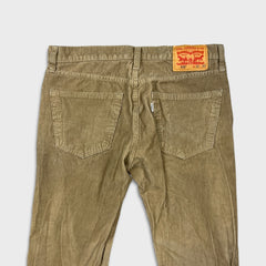 Levi's 502 Pants Mens 32x26 Beige Corduroy Tapered Stretch Regular Fit Mid Rise