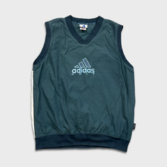 Vintage 90s Adidas Golf Vest Mens Medium Green 3 Stripe Jacket