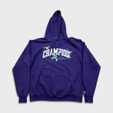 Champion Hoodie Mens Large Purple Authentic Graphic Pullover Hooded Sweater