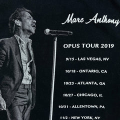 2019 Marc Anthony Opus Tour T Shirt Mens Large Black Double Sided Concert Tee