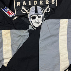Vintage 90s Starter Pro Line Oakland Raiders Jacket Mens XL Black NFL Football 1/4 Zip Pullover