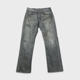 Levi's 501 Jeans Mens 34x32 Gray Original Fit Straight Faded Stone Washed Denim Pants